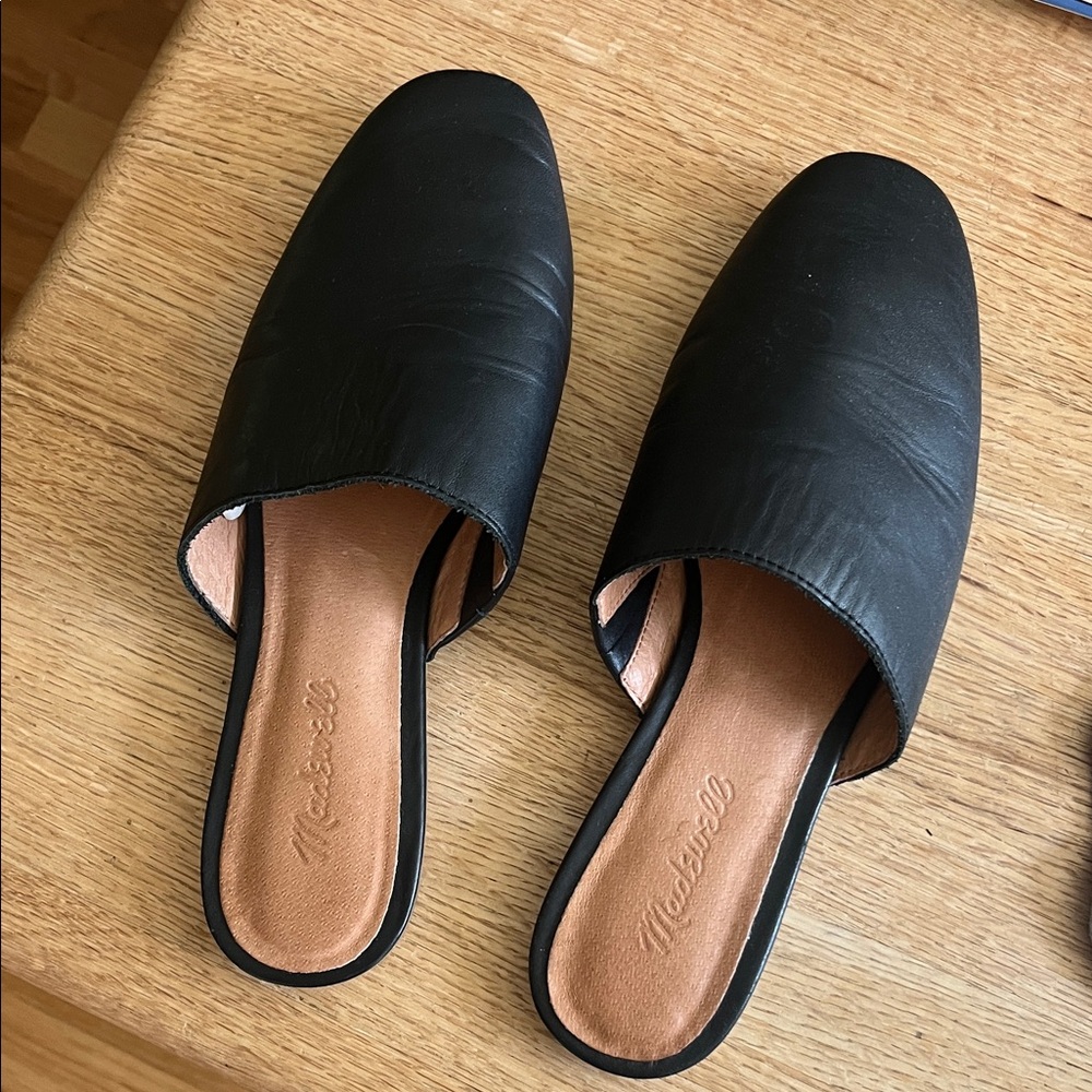 Madewell Cory Mules, Black Leather, Size 9.5